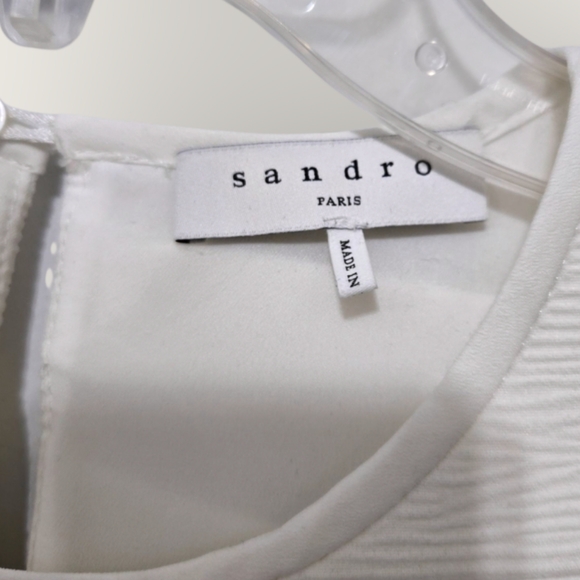 Sandro Paris White Laurena Mini Dress Size 38/US 6 Pleated Ruffle EUC - Picture 9 of 16